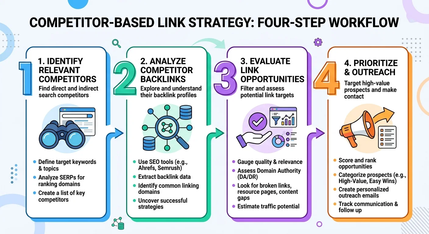 Workflow diagram of competitor link analysis process